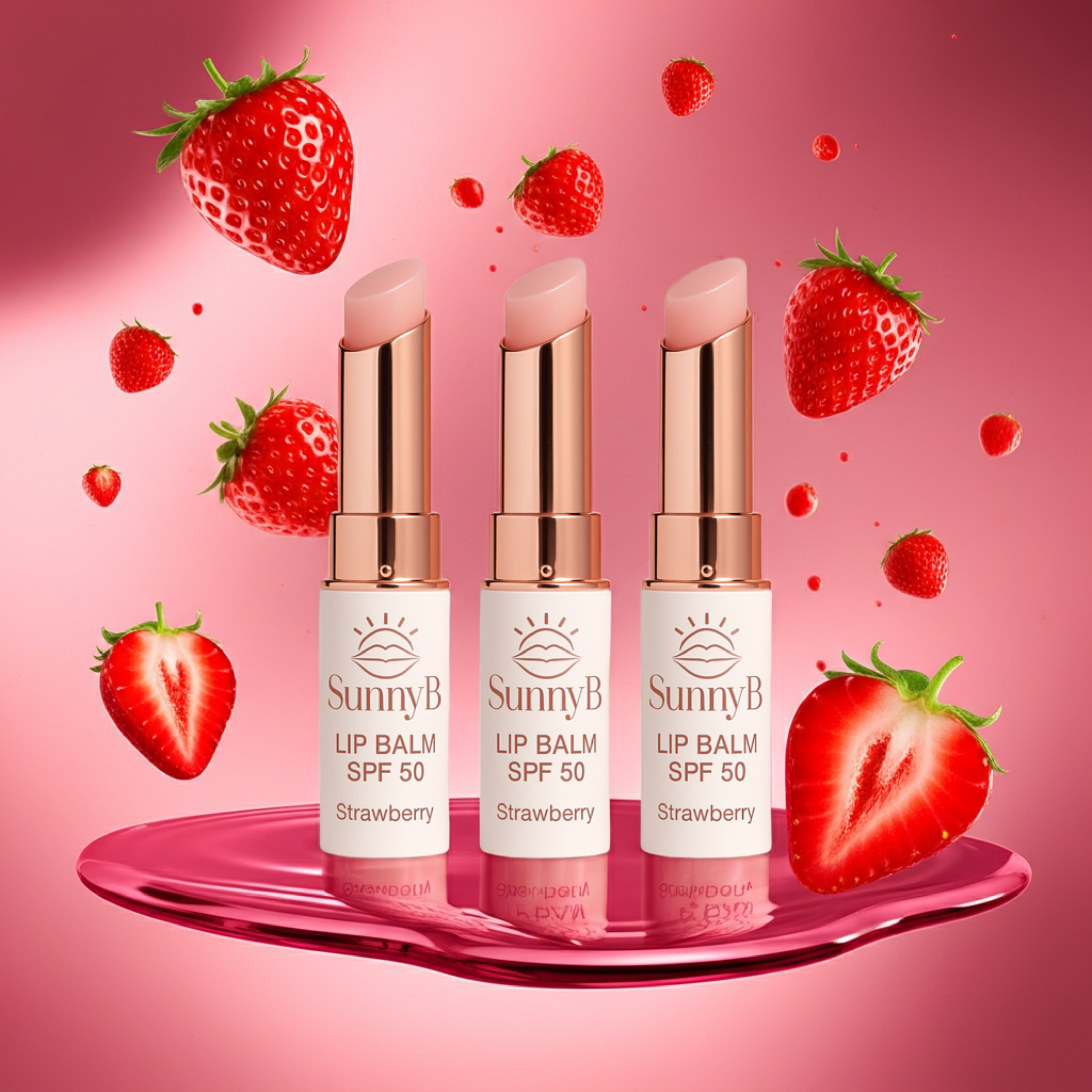 SunnyB Pretty Girl Trio SPF50+ Lip Balm Triple Pack Glossy Plumping