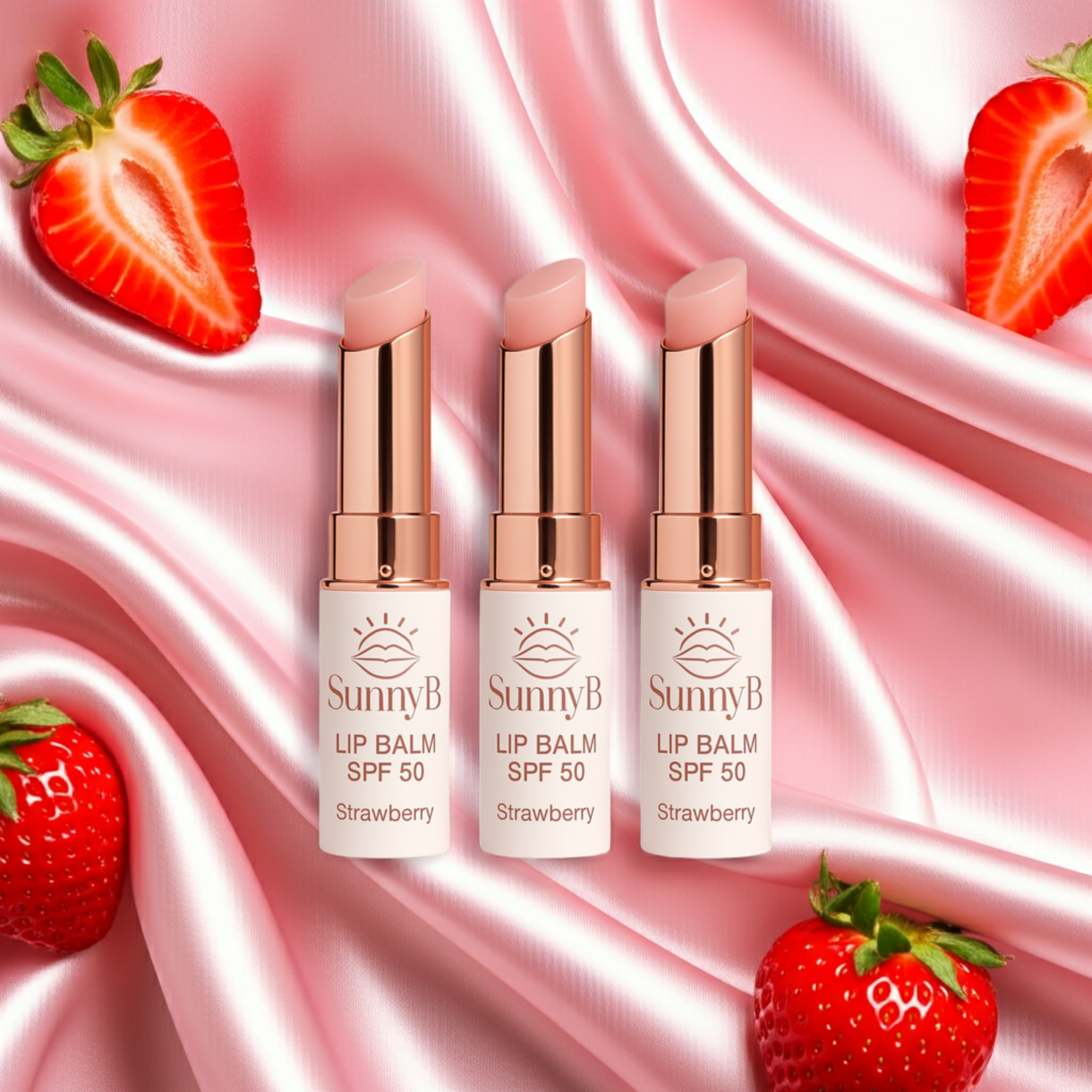 SunnyB Pretty Girl Trio SPF50+ Lip Balm Triple Pack Glossy Plumping